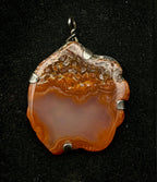 Frank Taira - Vintage Handmade Carnelian Slice Sterling Silver Pendant