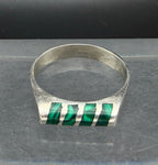 Vintage Artisan Sterling Silver Imitation Malachite Ring - Size 8