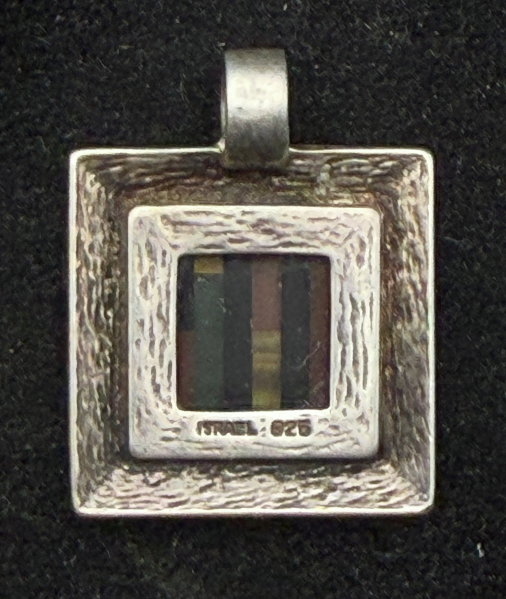 Vintage Sterling Silver Multi-Stone Inlaid Pendant