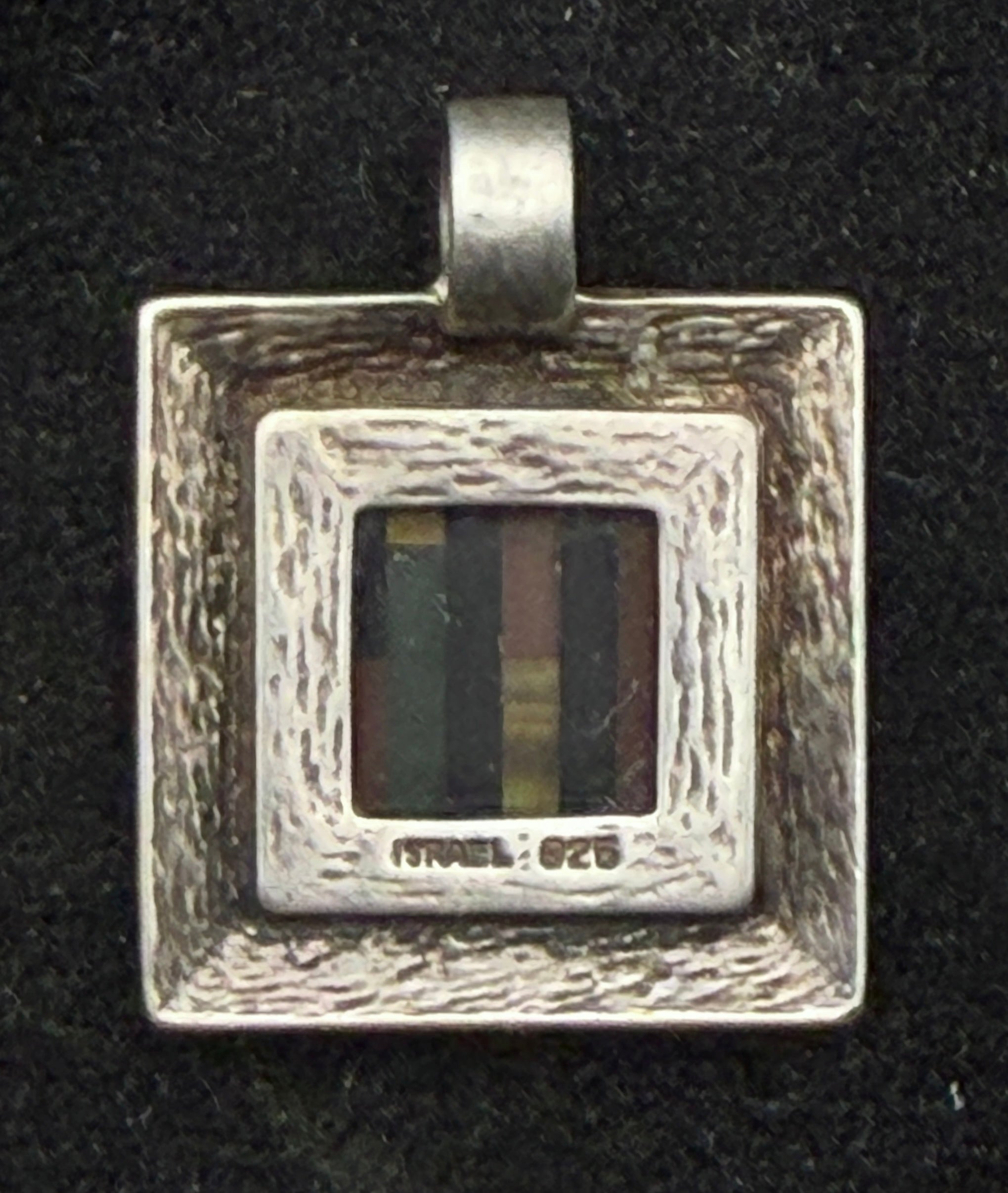 Vintage Sterling Silver Multi-Stone Inlaid Pendant