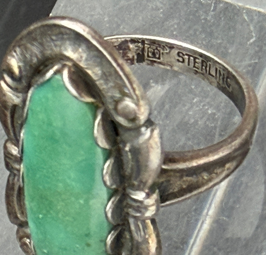Bell Trading Post - Vintage Sterling Silver with Green Turquoise Ring - Size 7