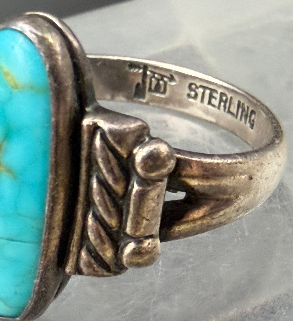Bell Trading Post - Vintage Sterling Silver with Turquoise Ring - Size 5.75