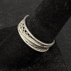Vintage Handmade Sterling Silver Filigree Band - Size 9