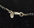 Vintage Abalone Shell Pendant Sterling Silver with Black Beaded Necklace- 36"
