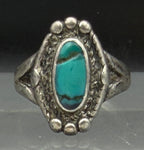 Vintage Handmade Turquoise Sterling Silver Ring - Size 7.5