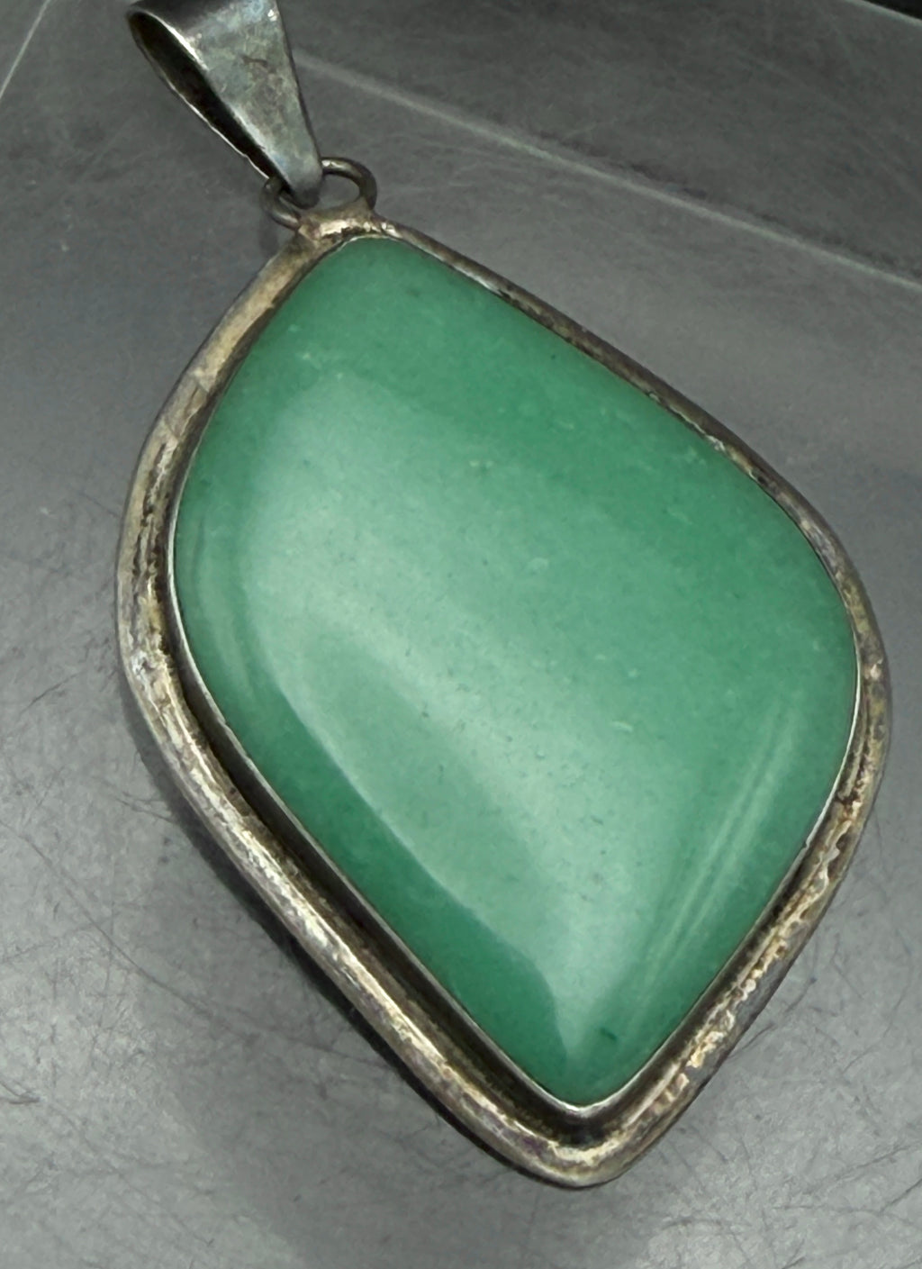 Vintage Handmade 950 Silver with Aventurine Pendant