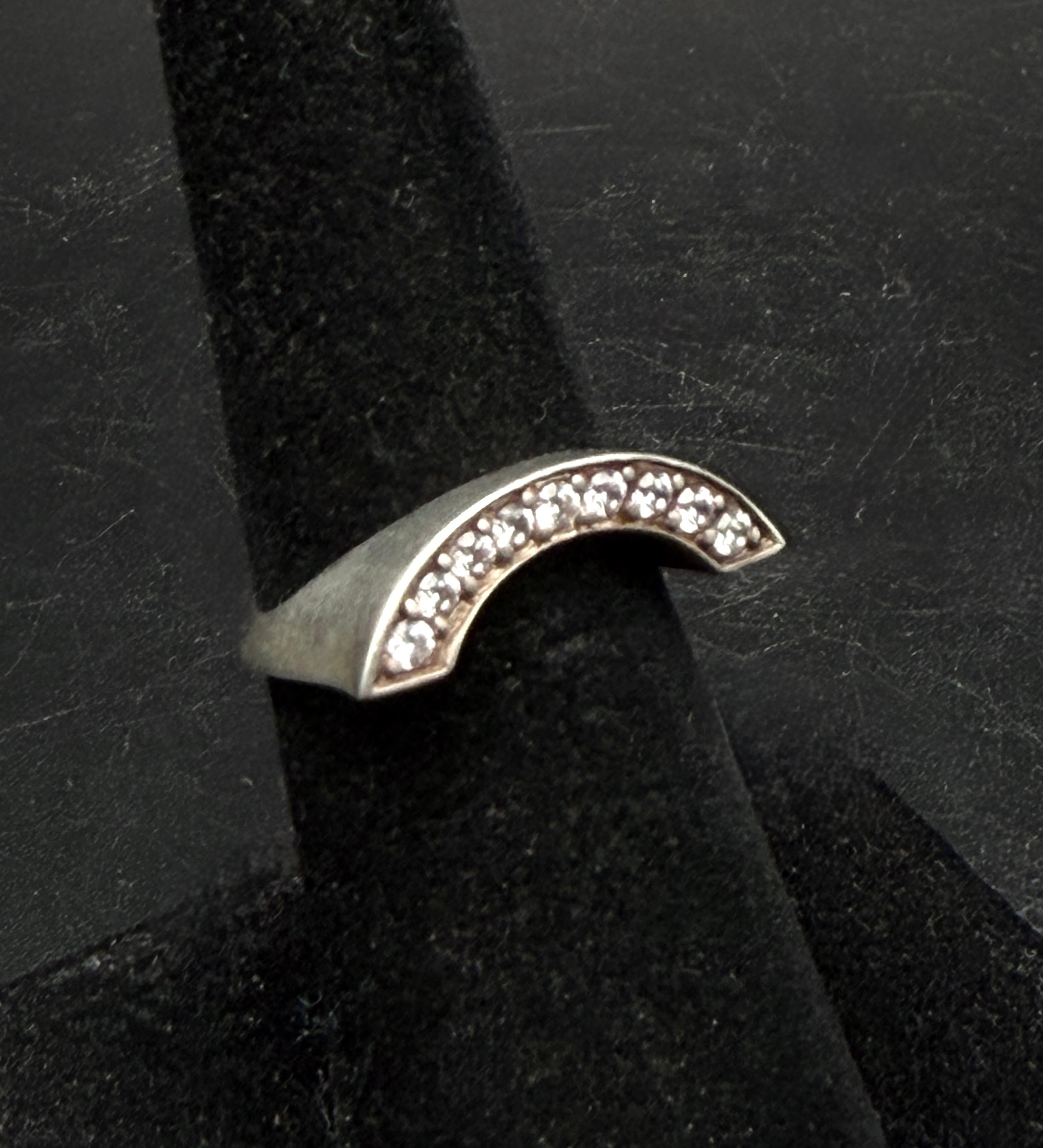 Judith Ripka - Vintage Sterling Silver CZ Arched Band Ring - Size 6.25