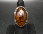 Vintage Handmade Sterling Silver Large Amber Ring - Size 6