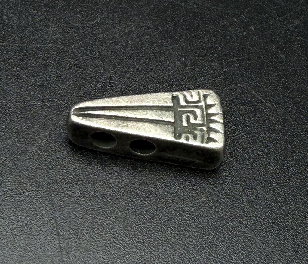 Vintage Mykonos Silver Plated Geometric Triangle Double Hole Slide Beads