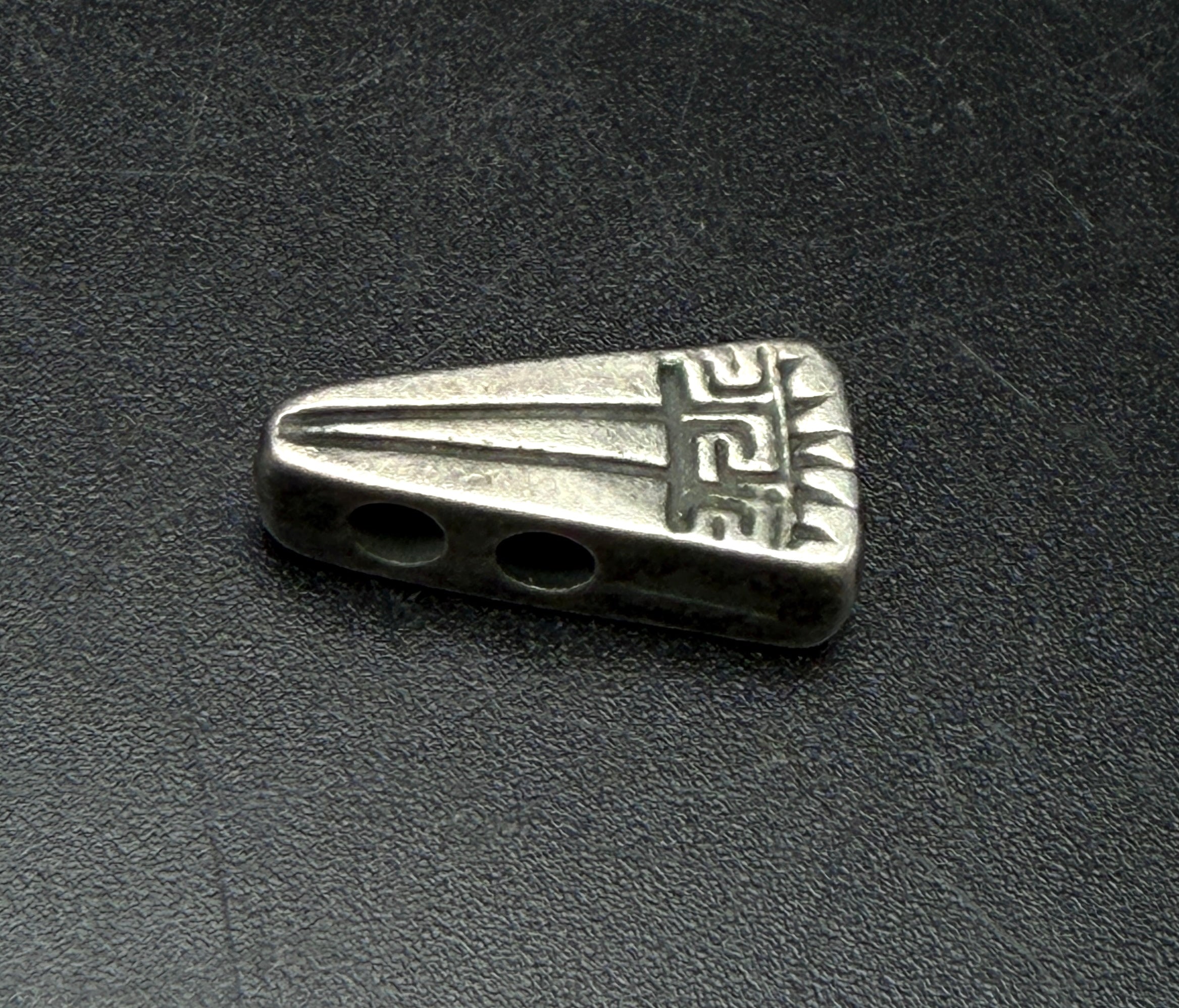 Vintage Mykonos Silver Plated Geometric Triangle Double Hole Slide Beads