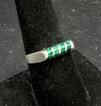 Vintage Artisan Sterling Silver Imitation Malachite Ring - Size 8