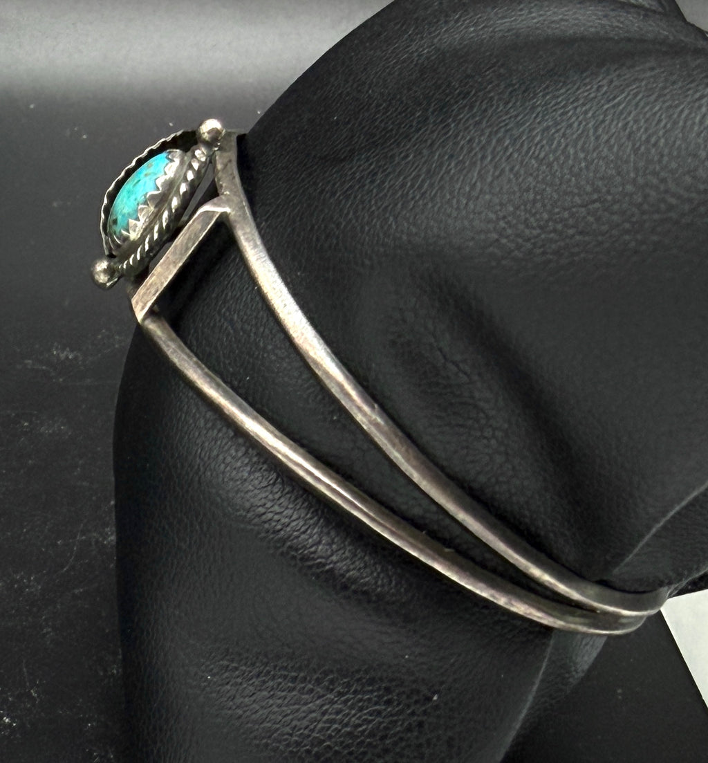Vintage Handmade Turquoise Sterling Silver Cuff Bracelet