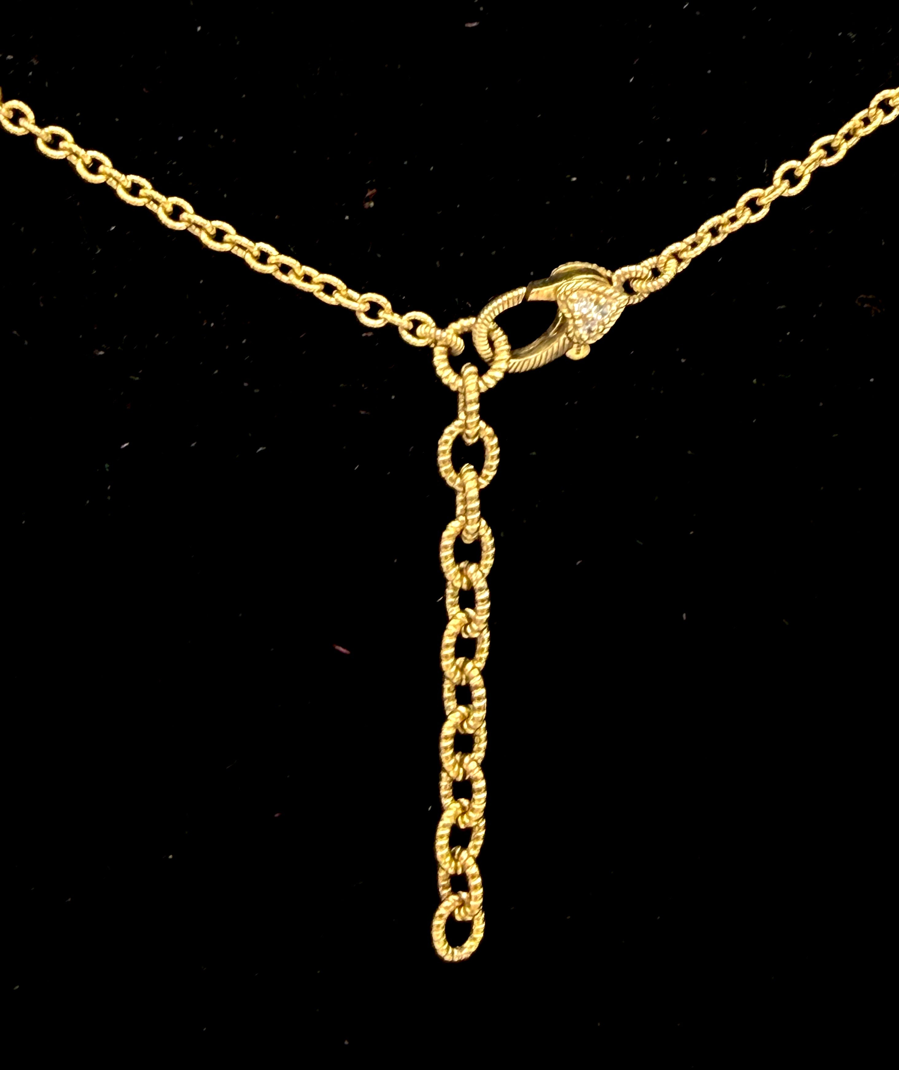 Judith Ripka- Vintage Gold Tone Sterling Silver CZ Station Chain Necklace - 18 + 2"