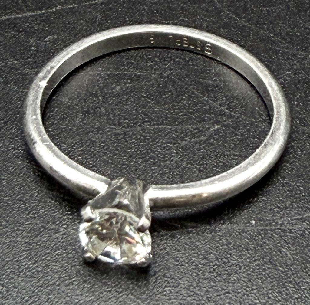Vintage Sterling Silver CZ Solitaire Ring - Size 9
