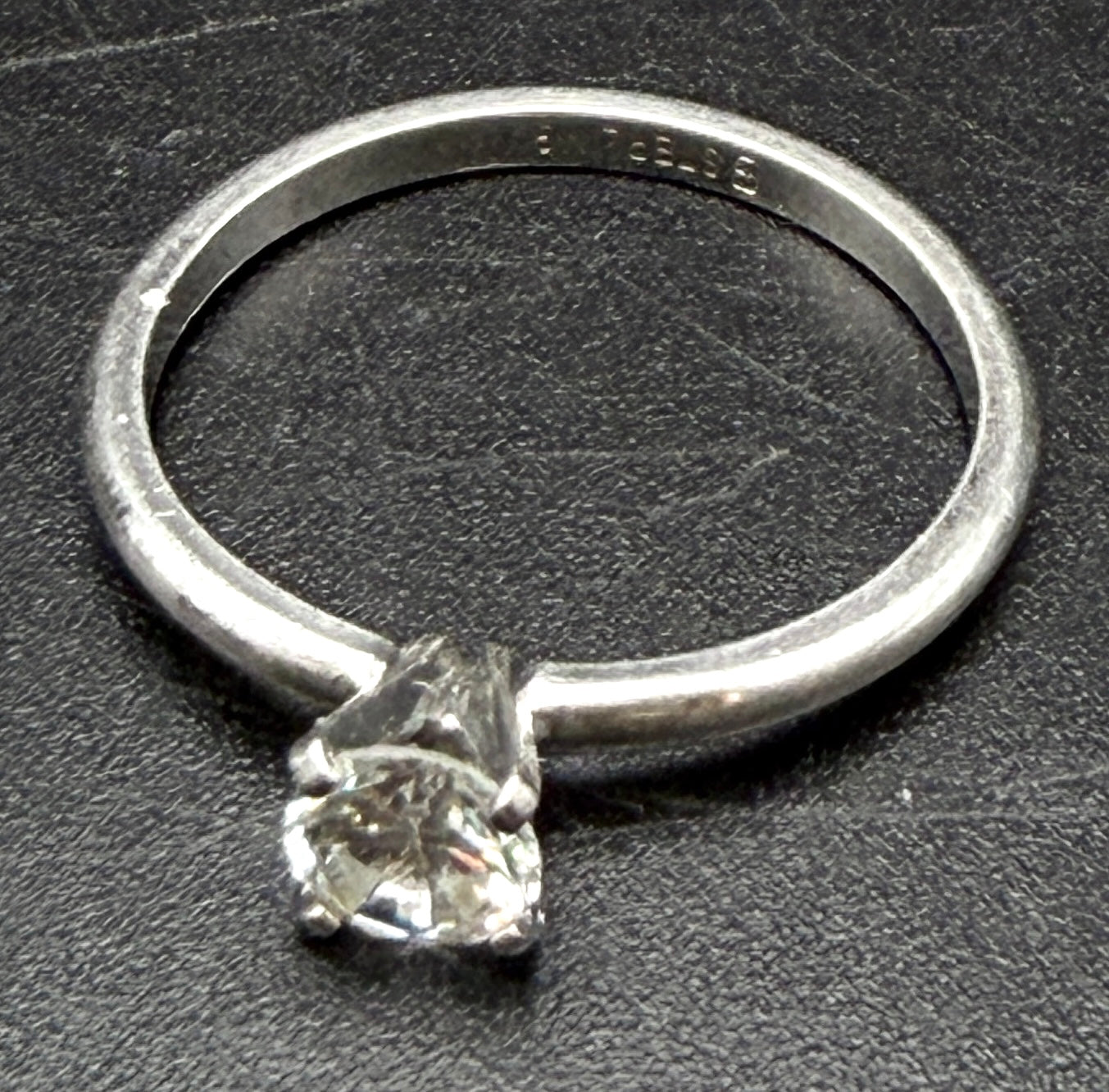 Vintage Sterling Silver CZ Solitaire Ring - Size 9