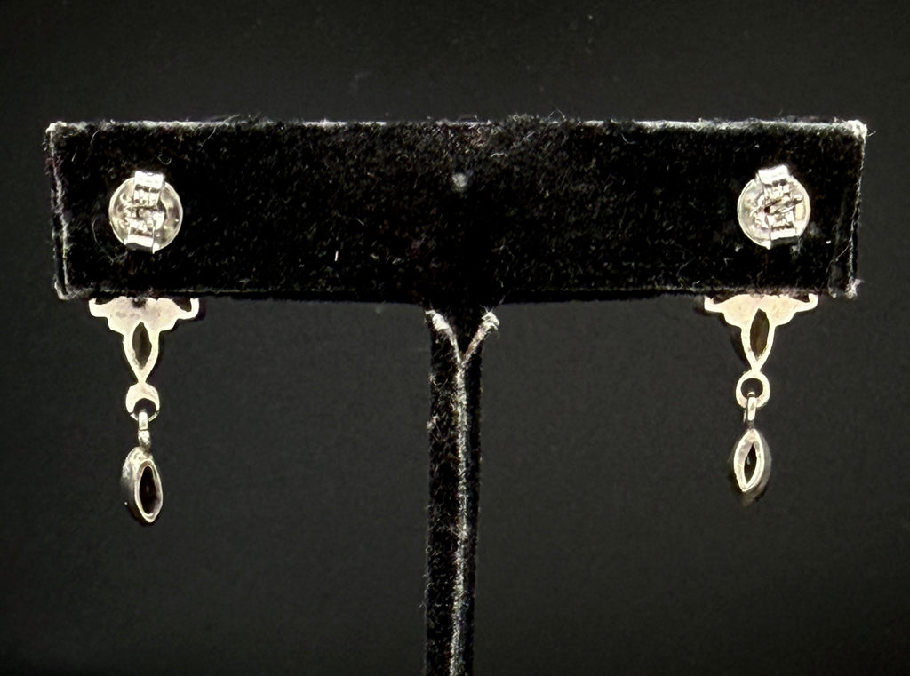 Vintage Smoky Quartz and Citrine Sterling Silver Earrings