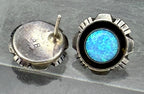 Vintage Handmade Southwestern Style Sterling Silver Opal Earrings