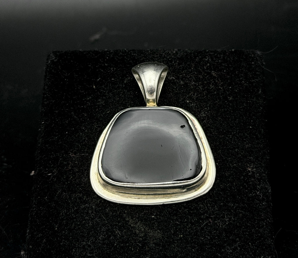 Vintage Obsidian Sterling Silver Pendant