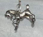 Vintage Sterling Silver Bucking Bronco Horse Pendant Chain Necklace - 16"