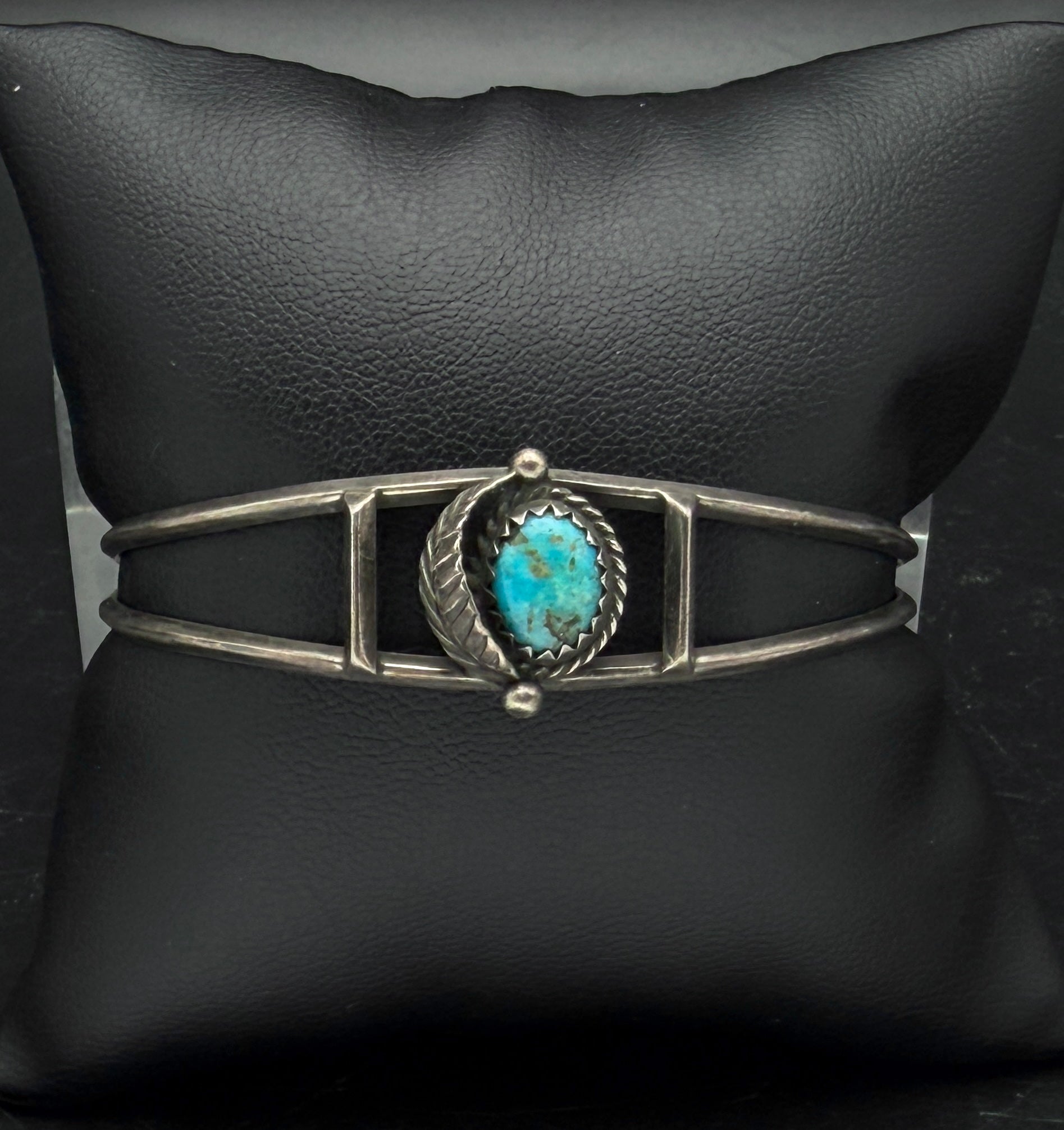 Vintage Handmade Turquoise Sterling Silver Cuff Bracelet