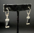 Vintage Sterling Silver Black Onyx Dangle Earrings