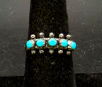 Vintage Handcrafted Snake Eye Turquoise Sterling Silver Band - Size 7.25