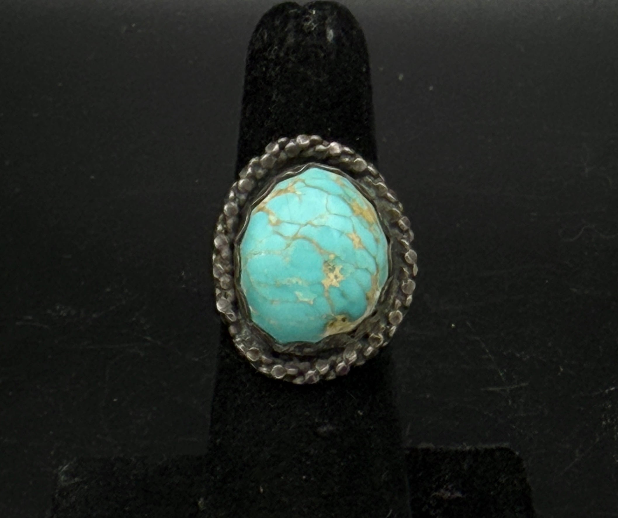 Vintage Handmade Turquoise Sterling Silver Ring - Size 5.5
