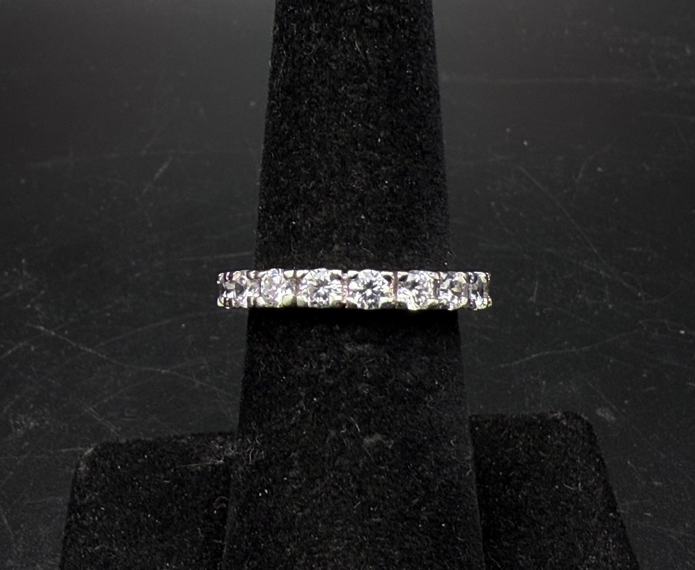 Vintage Sterling Silver CZ Eternity Band - Size 6