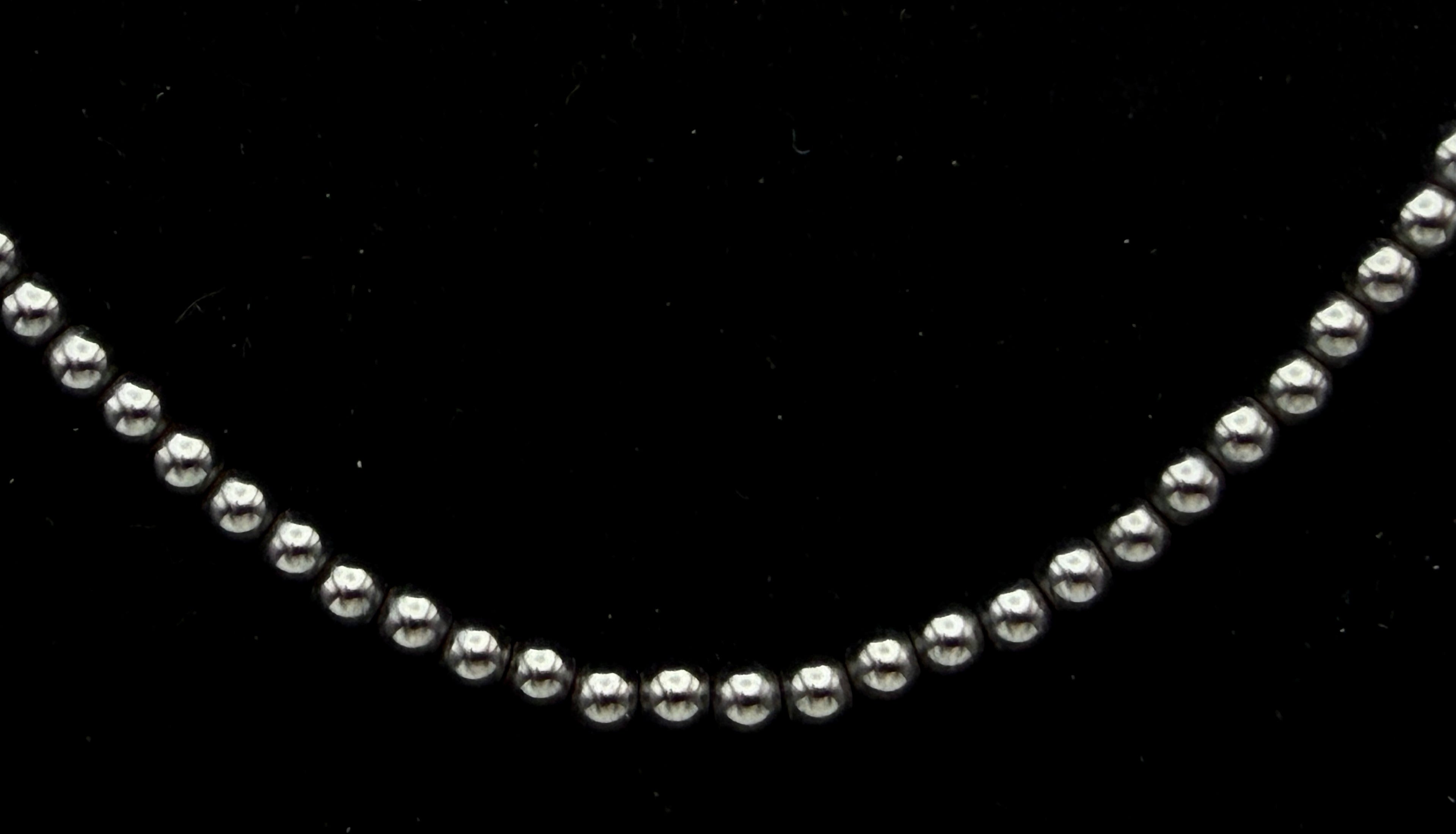 Vintage Hematite Bead Necklace with Sterling Silver Toggle Clasp