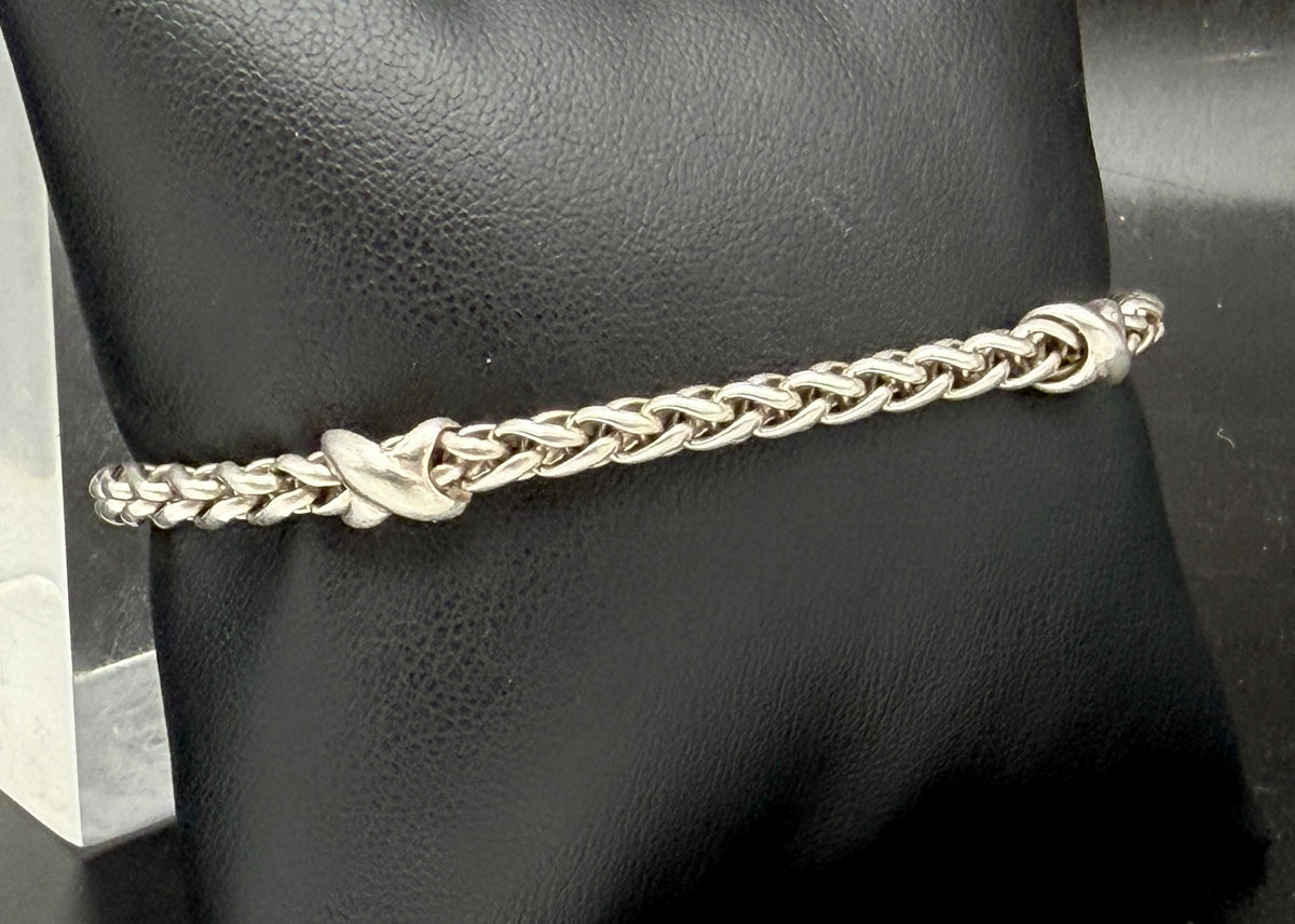 Vintage Italian Sterling Silver Wheat Link Bracelet - 7.25"