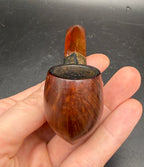 G.F.B. - Antique "Imperial" Bent Egg Pipe with Sterling Band, Amber Stem, Leather Case