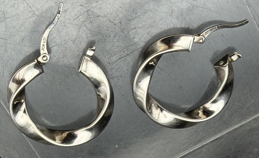 Vintage Twisted Hoop Sterling Silver Earrings