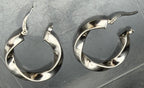 Vintage Twisted Hoop Sterling Silver Earrings