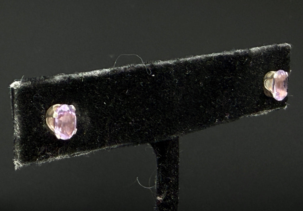 Vintage Pink Tourmaline Sterling Silver Stud Earrings