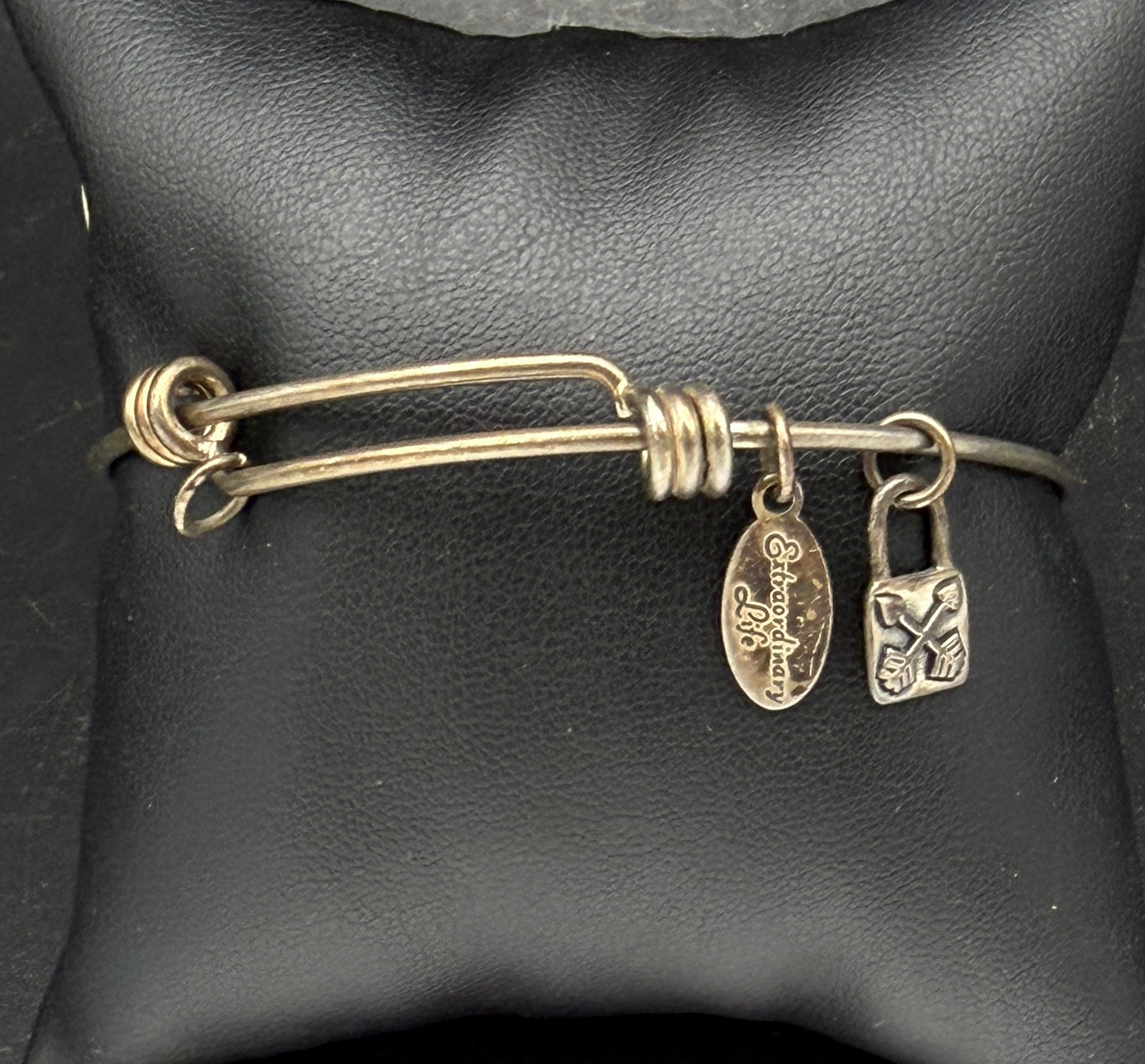Extraordinary Life - Vintage Sterling Silver Adjustable Bangle with Lock Charm