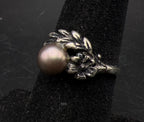 Vintage Tahitian Pearl Sterling Silver Ring - Size 6.25