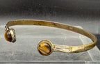 Vintage Handmade Tiger's Eye Silver Plated Open Bangle Bracelet