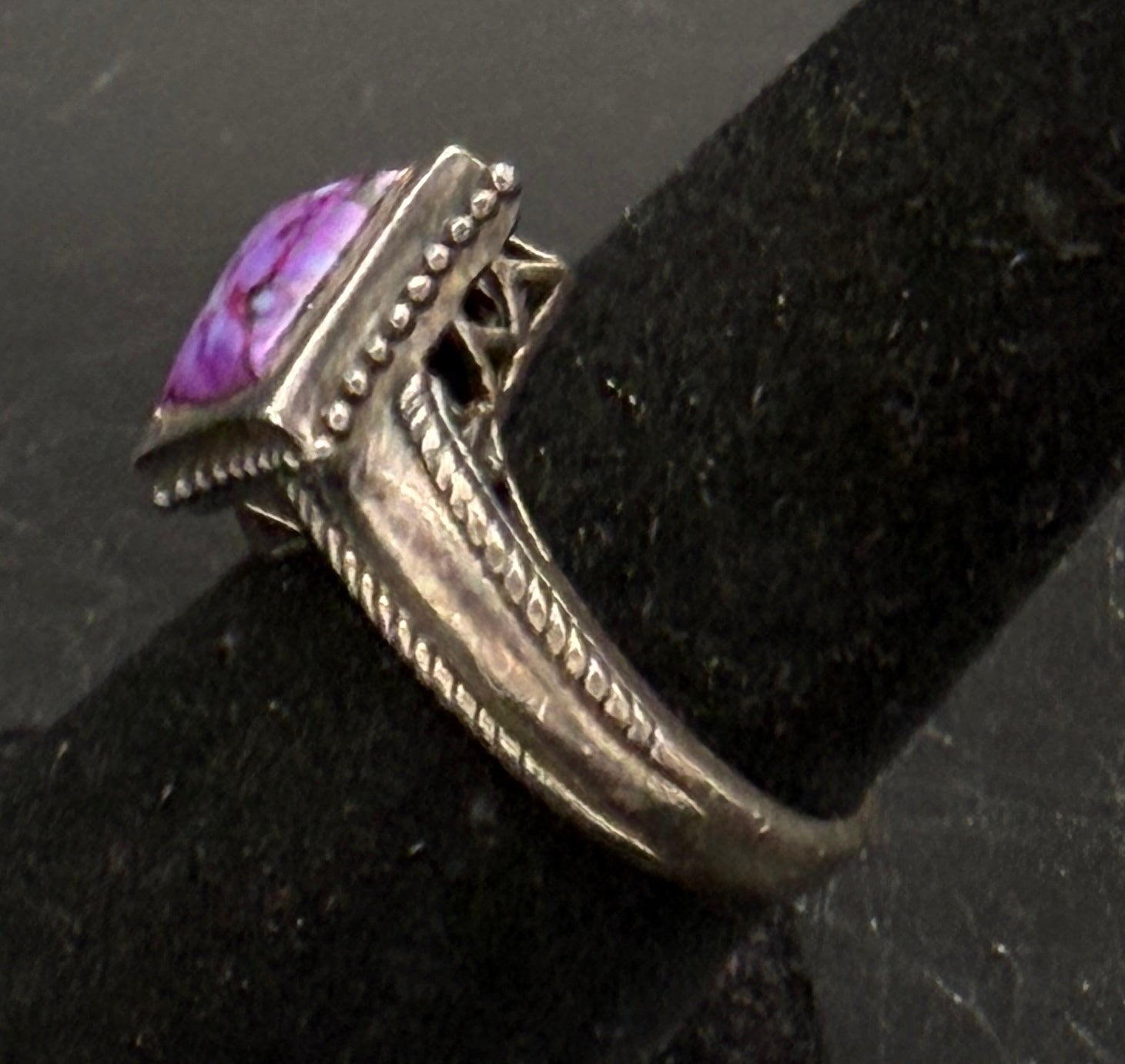 Vintage Purple Turquoise Sterling Silver Ring - Size 7