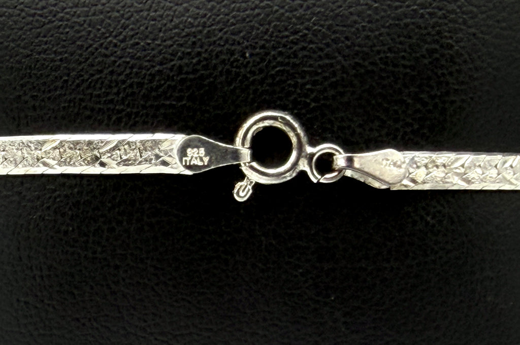 Vintage Italian Sterling Silver Herringbone Link Bracelet - 7"