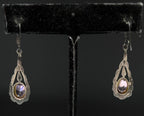 Vintage Pink Uranium Glass Sterling Silver Dangle Earrings