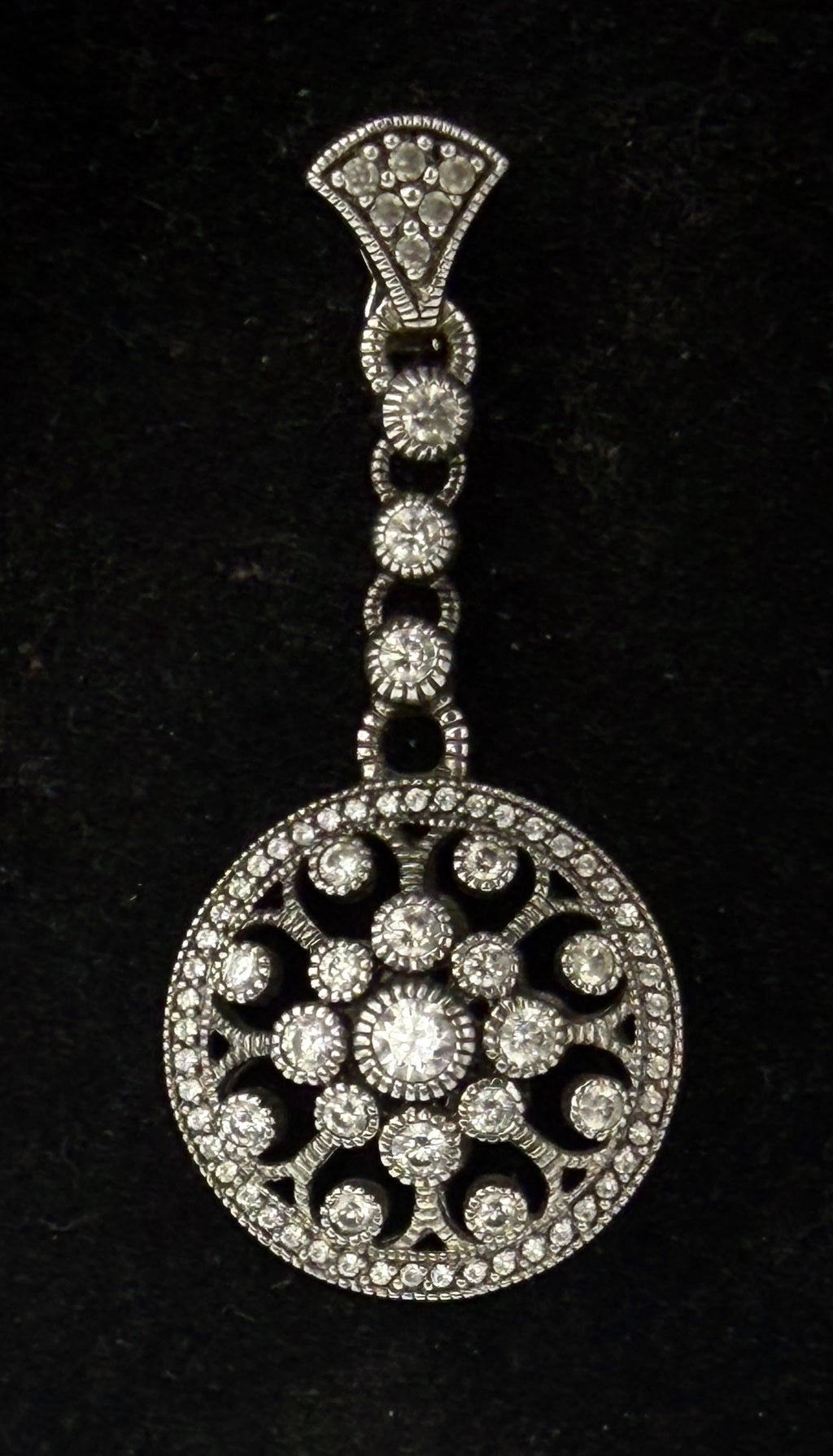 Judith Ripka - Vintage Sterling Silver Cubic Zirconia Open Work Pendant