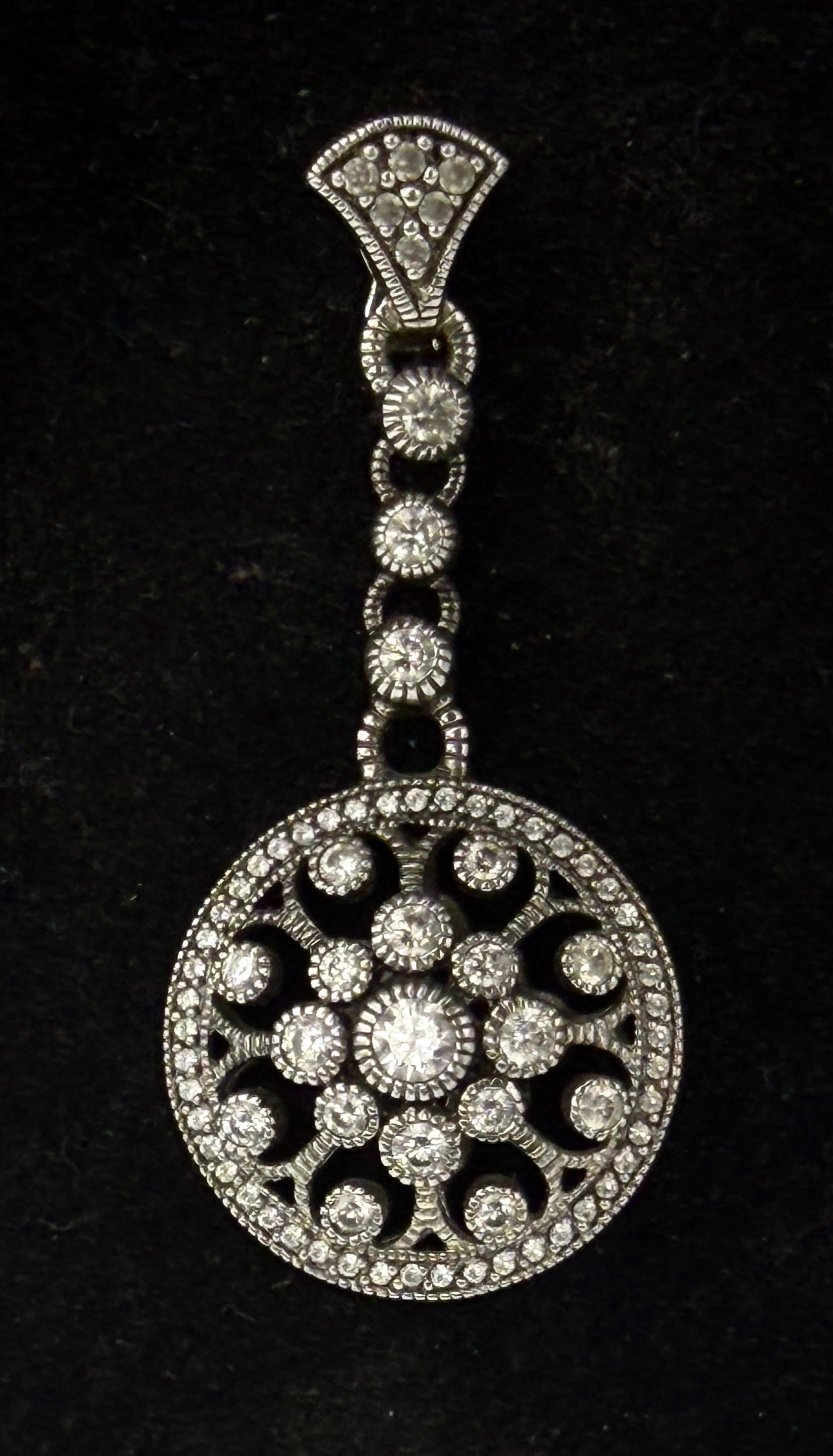 Judith Ripka - Vintage Sterling Silver Cubic Zirconia Open Work Pendant