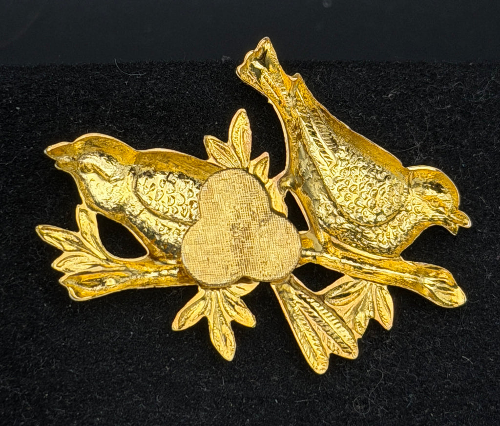 Brass Stamped Birds on a Branch