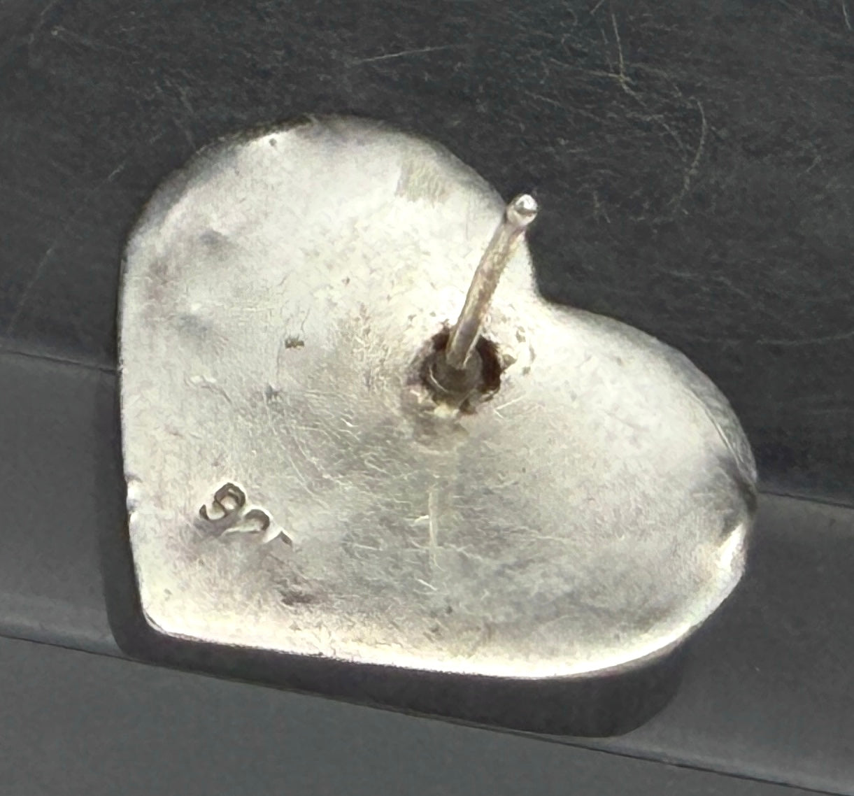 UNMATCHED Vintage Handmade Sterling Silver Puffed Heart Stud Earring