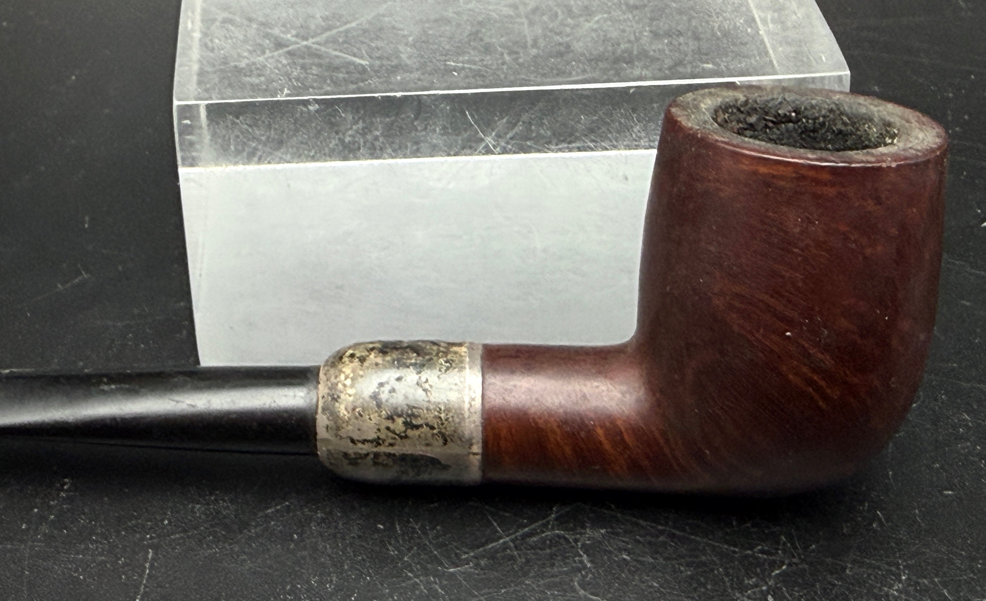 BBB- Antique 1903 Own Make Wood Smoking Pipe with Sterling Silver Band