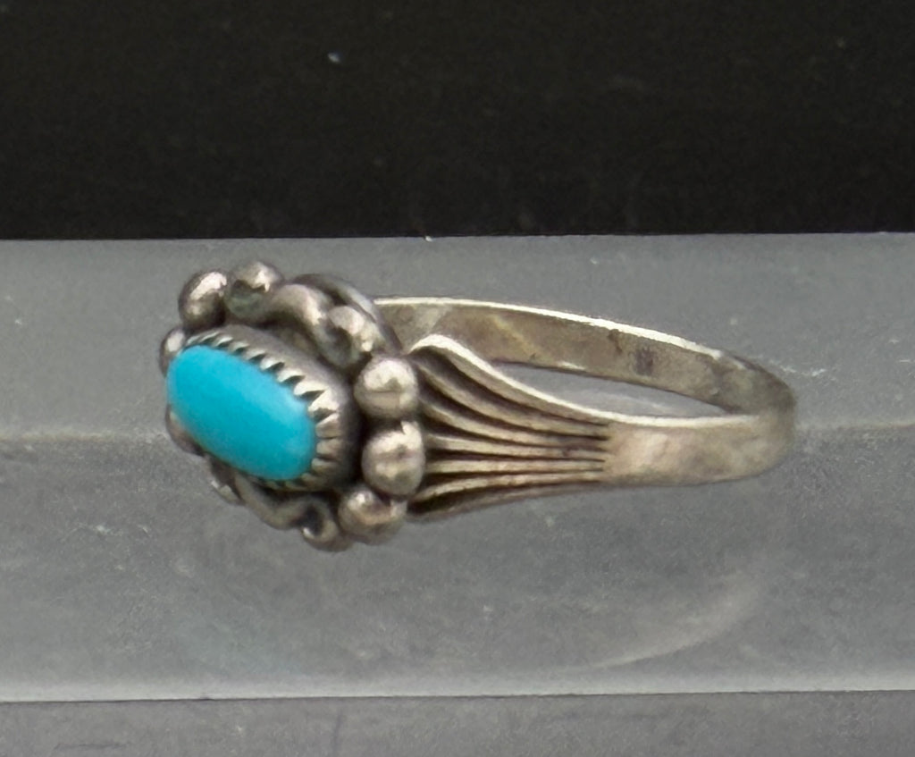 Vintage Turquoise Sterling Silver Spinner Ring - Size 4.25