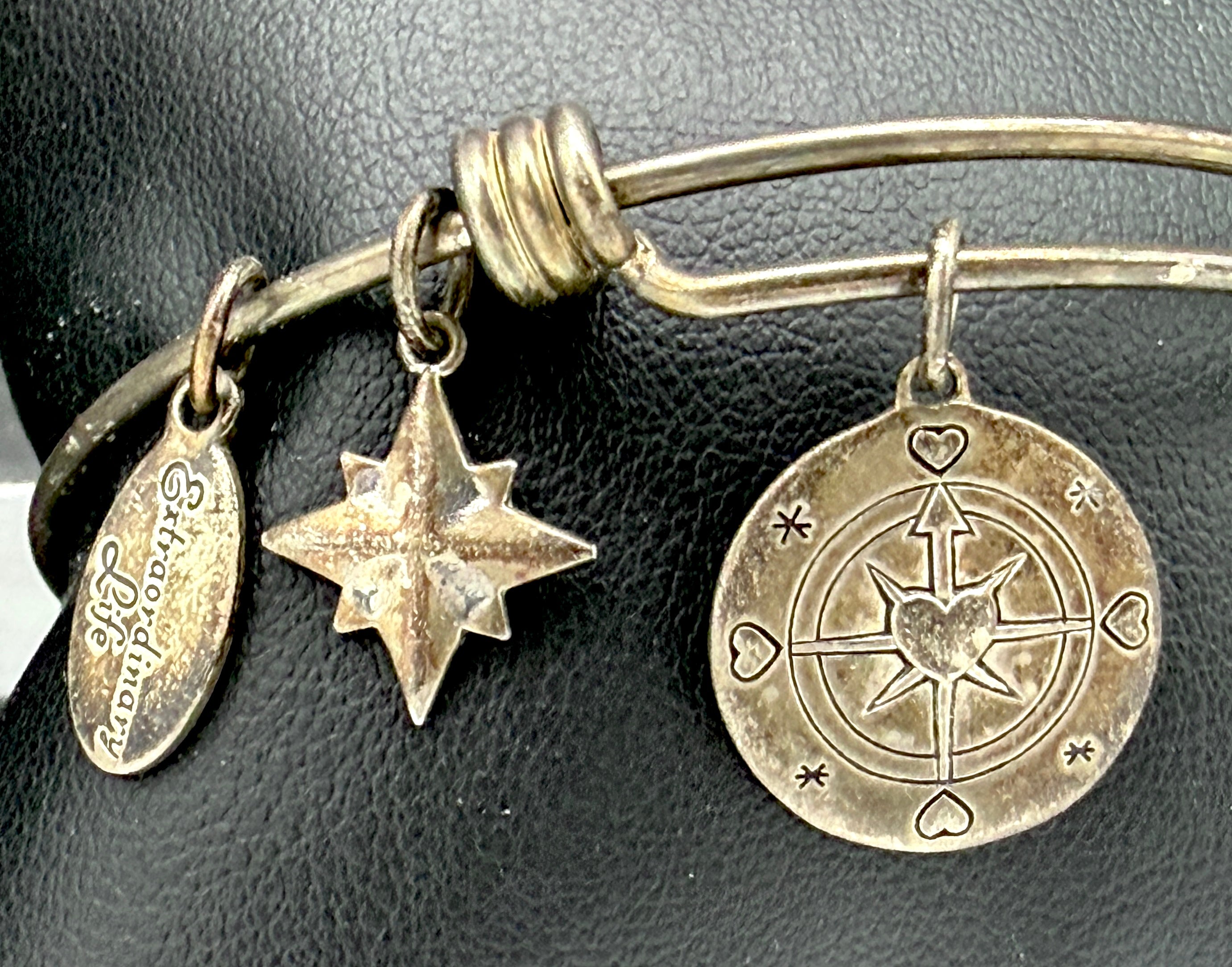 Extraordinary Life - Vintage Compass Charms Sterling Silver Adjustable Bangle