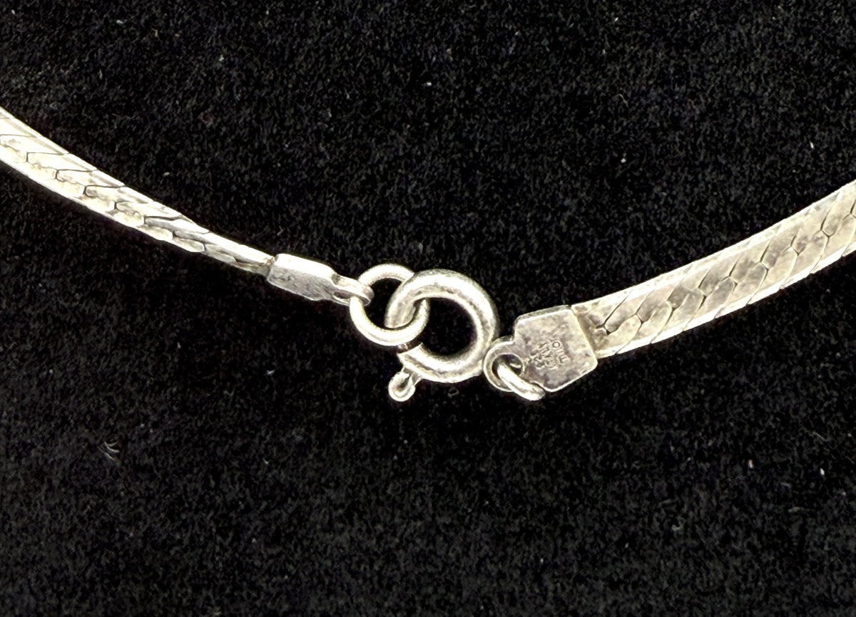 Milor - Vintage Italian Sterling Silver Herringbone Chain Necklace - 20"