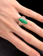 Vintage Arisan Sterling Silver Imitation Malachite Ring - Size 9.5