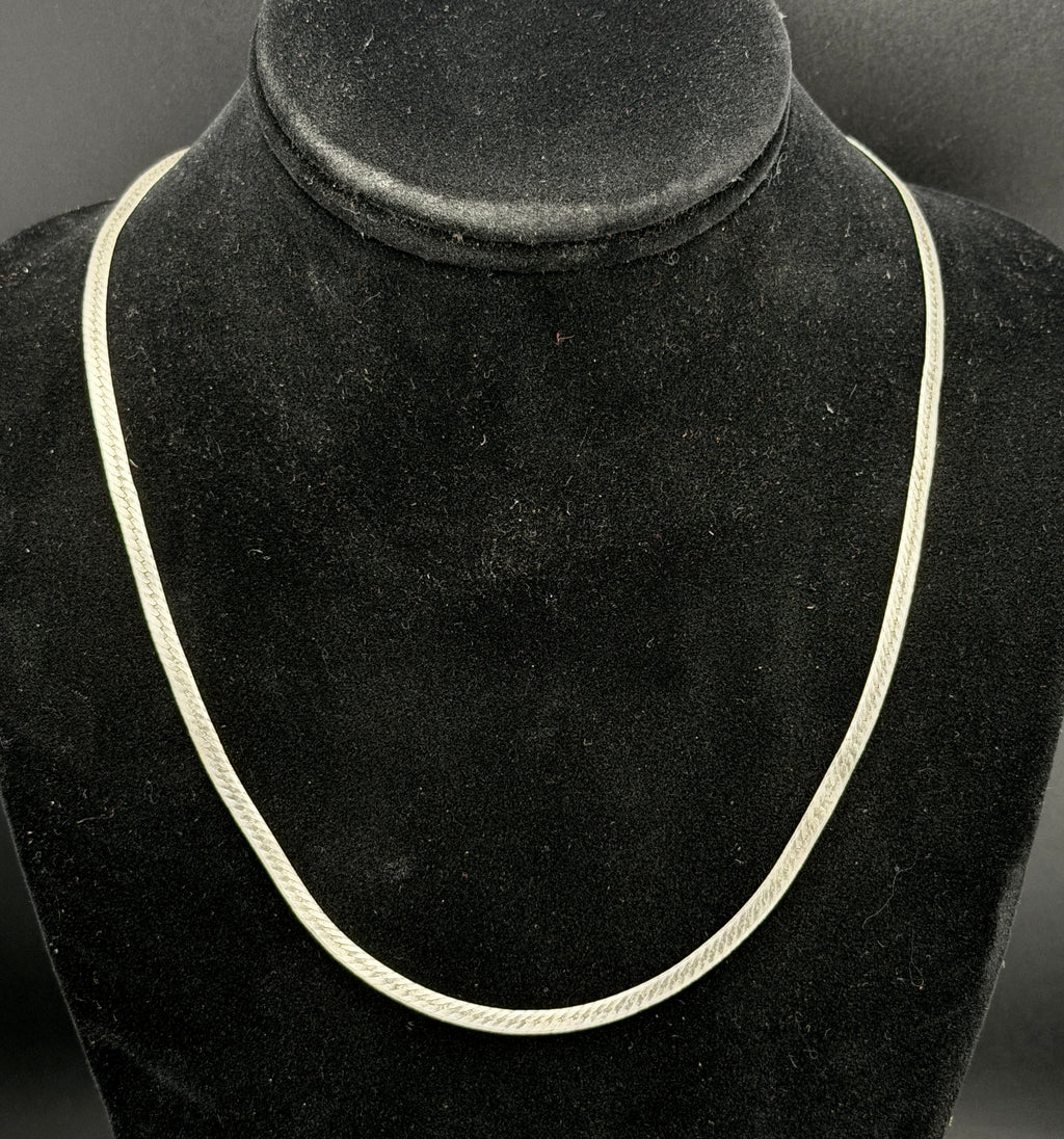 Milor - Vintage Italian Sterling Silver Herringbone Chain Necklace - 20"